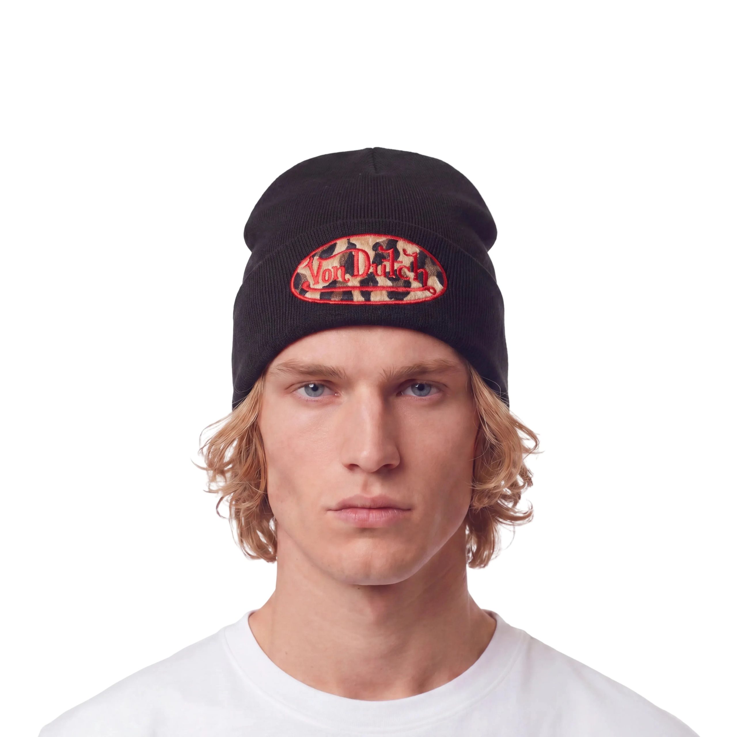 Red Leopard Patch Beanie - Image 2