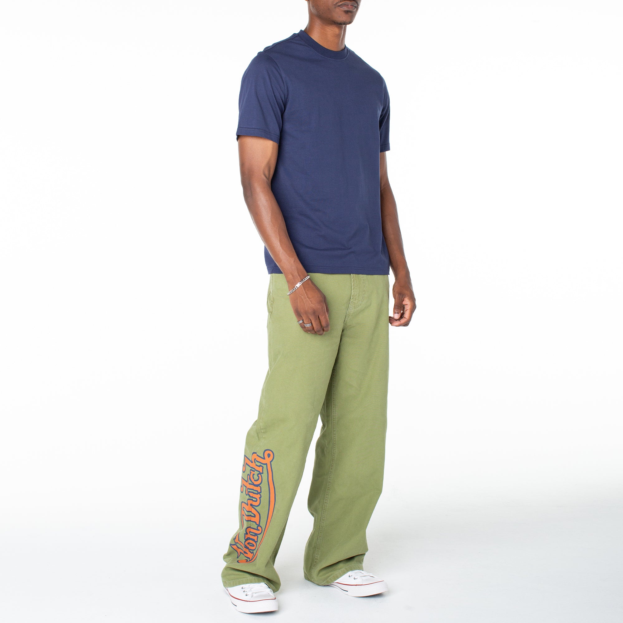 Men's Baggy Contrast Graphic Patch Straight Reaper Pant ?C Olive - Image 5