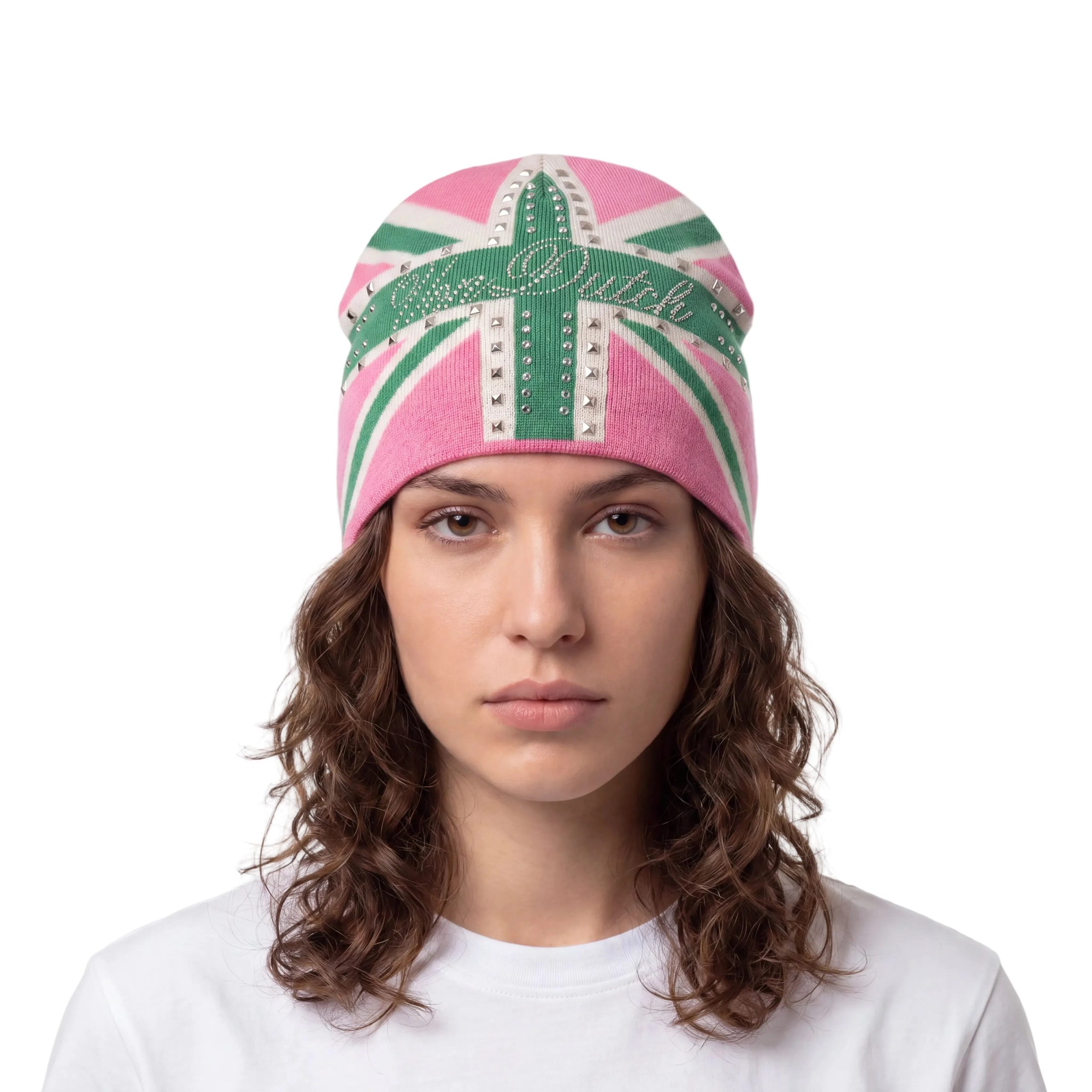 Rhinestone Union Beanie - UK Pink - Image 2