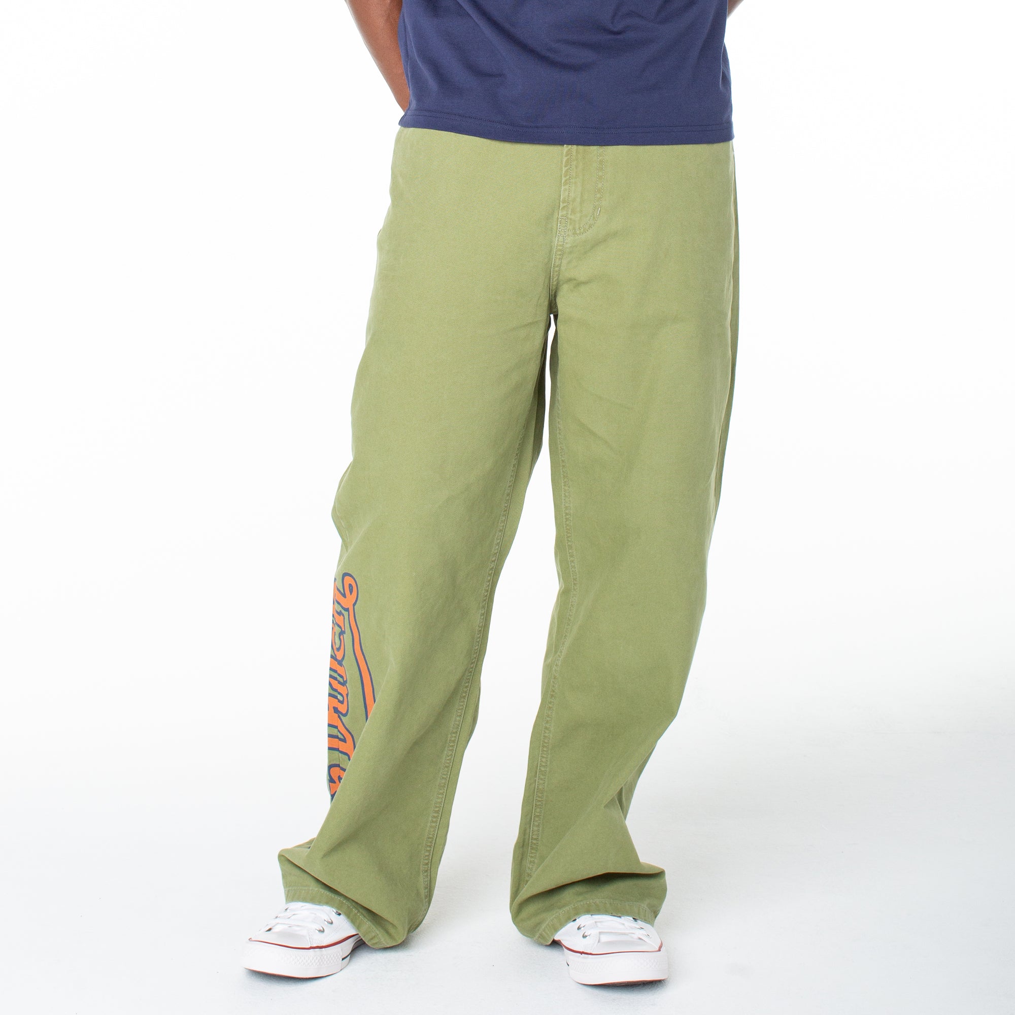 Men's Baggy Contrast Graphic Patch Straight Reaper Pant ?C Olive - Image 7