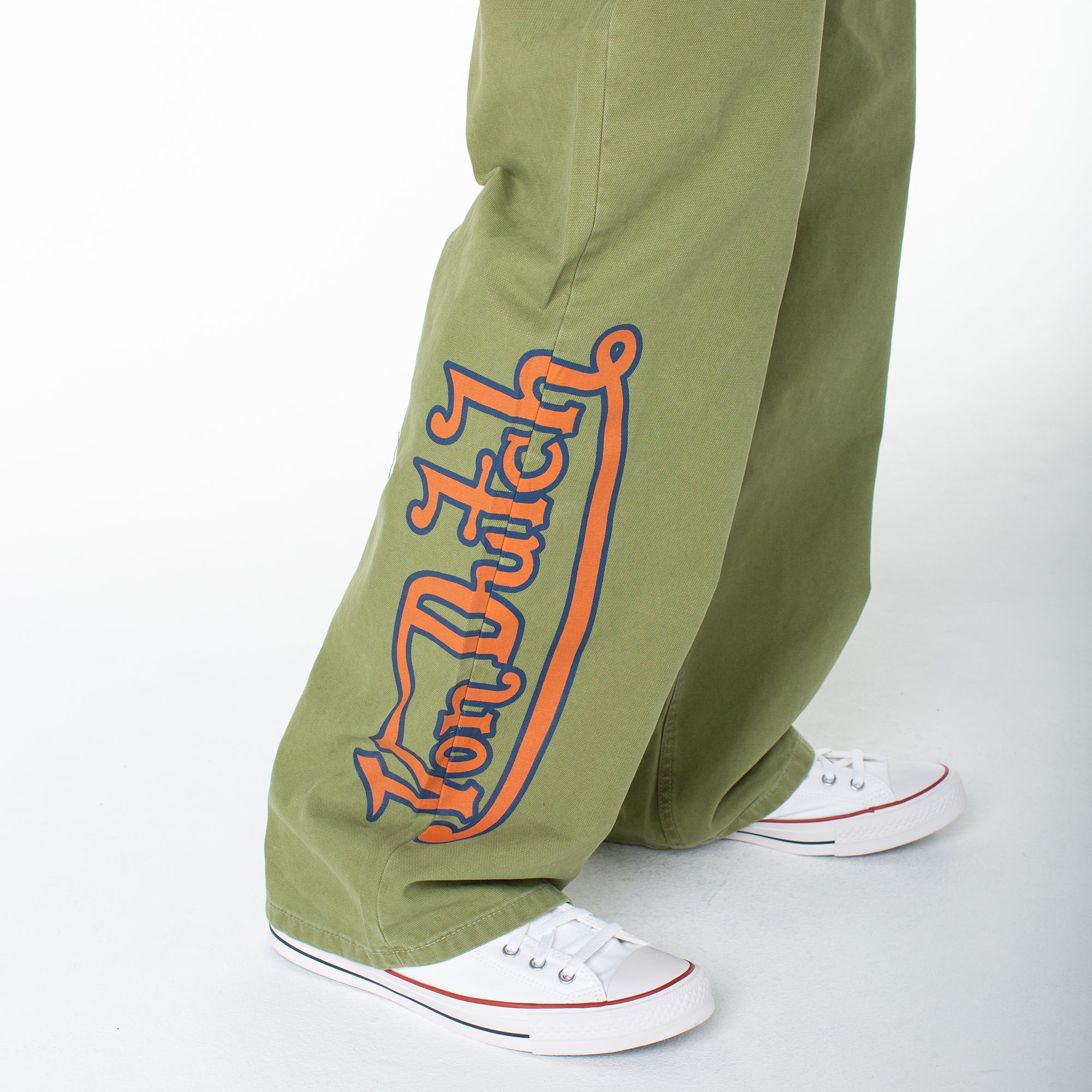 Men's Baggy Contrast Graphic Patch Straight Reaper Pant ?C Olive - Image 6