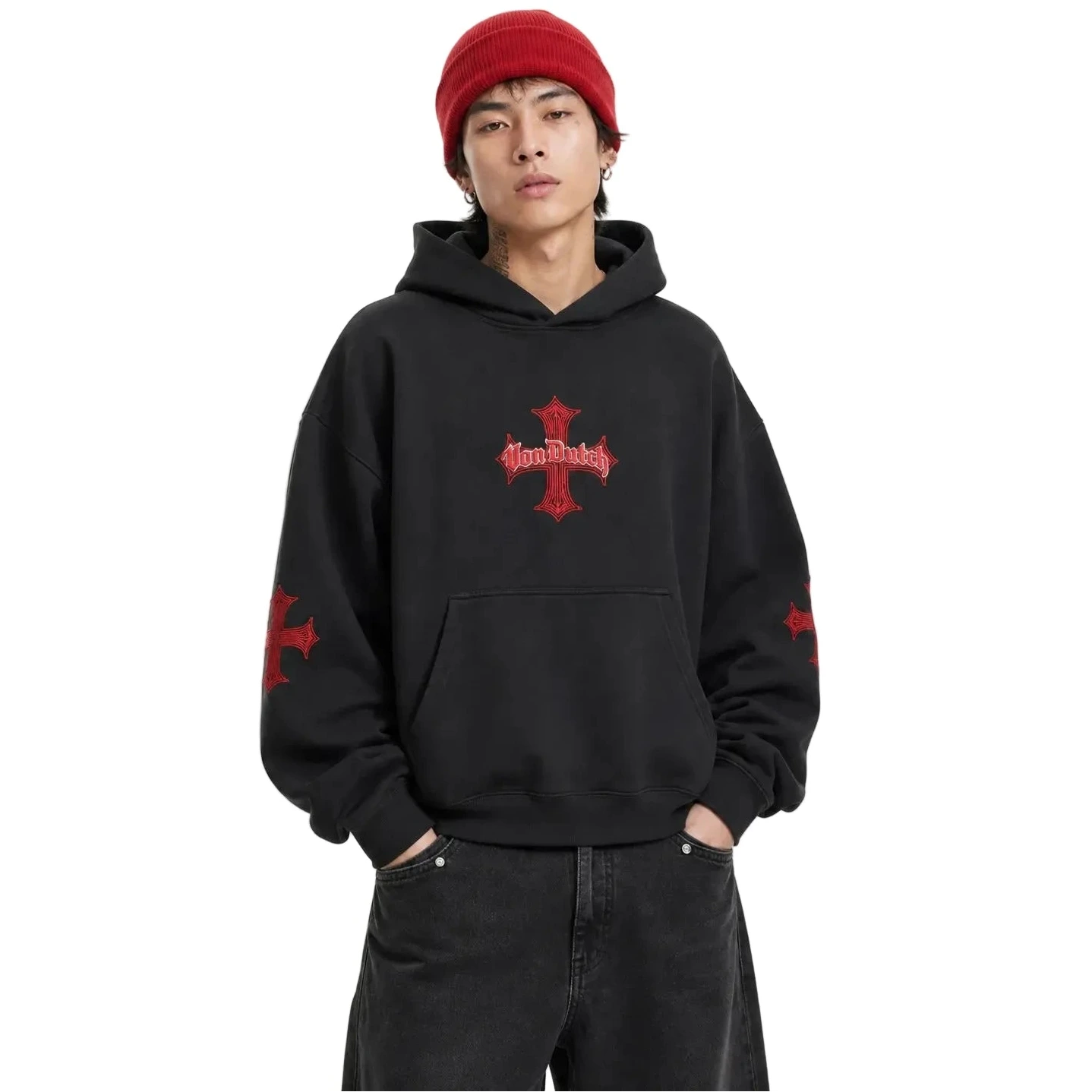 CHOPPER CRIMSON HOODIE ?C BLACK & RED - Image 2