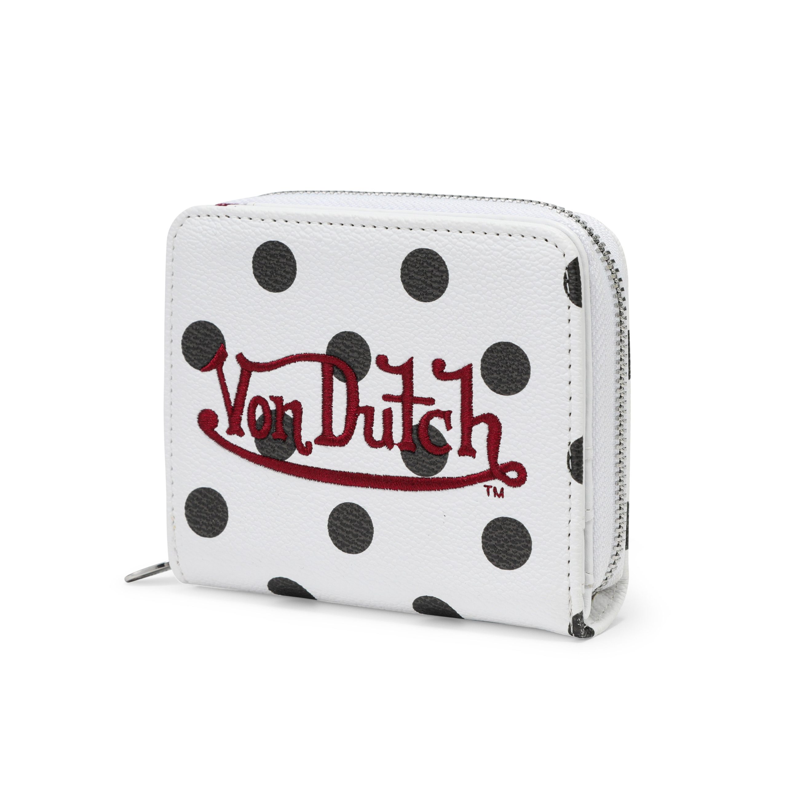Polka Dot Zip-Up Wallet - White - Image 3
