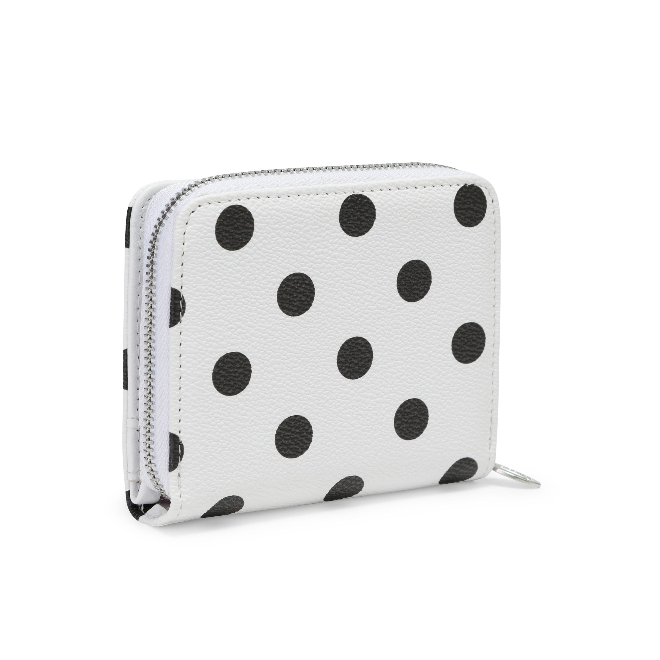 Polka Dot Zip-Up Wallet - White - Image 5