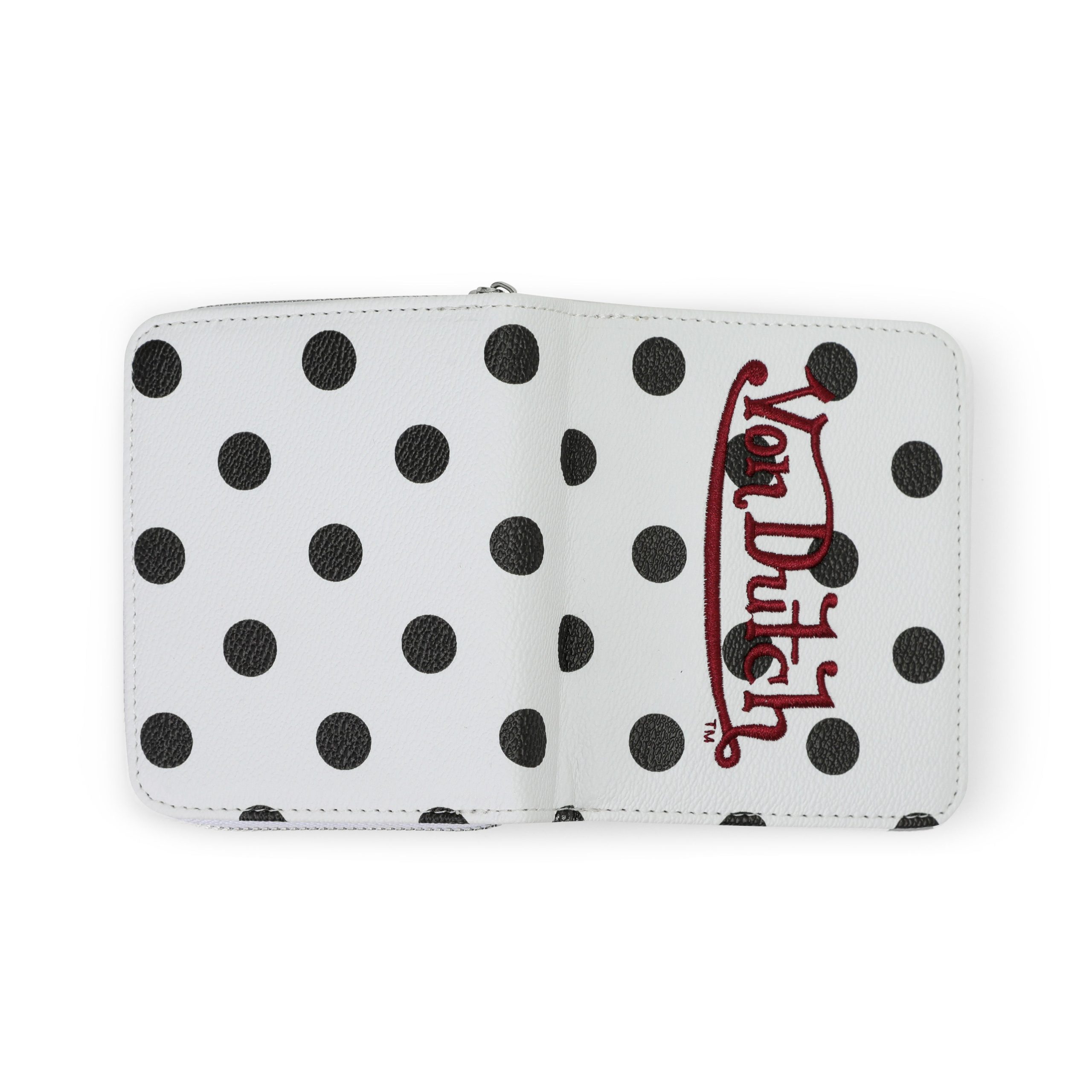 Polka Dot Zip-Up Wallet - White - Image 6