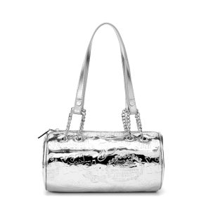 Barrel Bag - All Over Print Silver Metallic