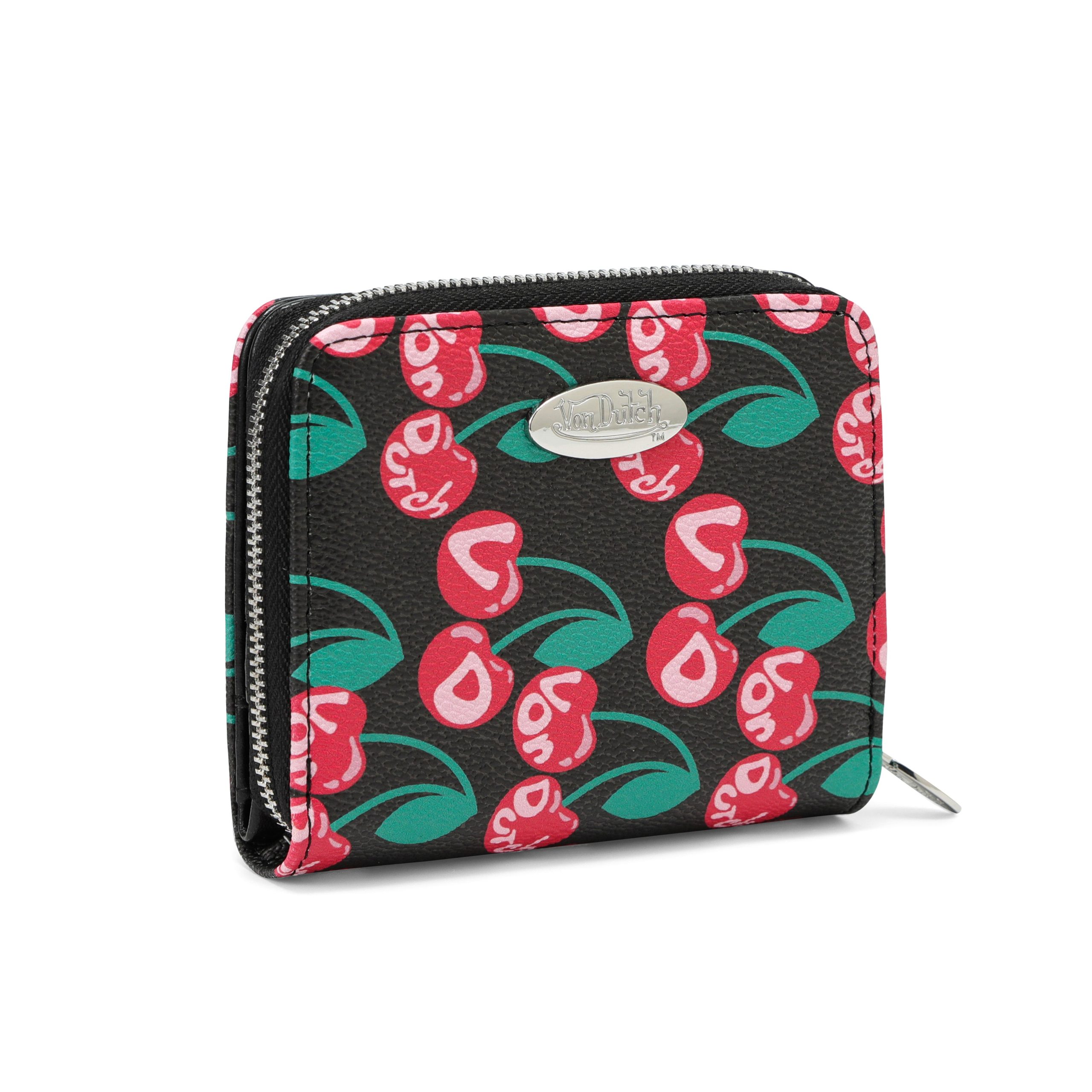 Cherry Zip-Up Wallet - Black - Image 6