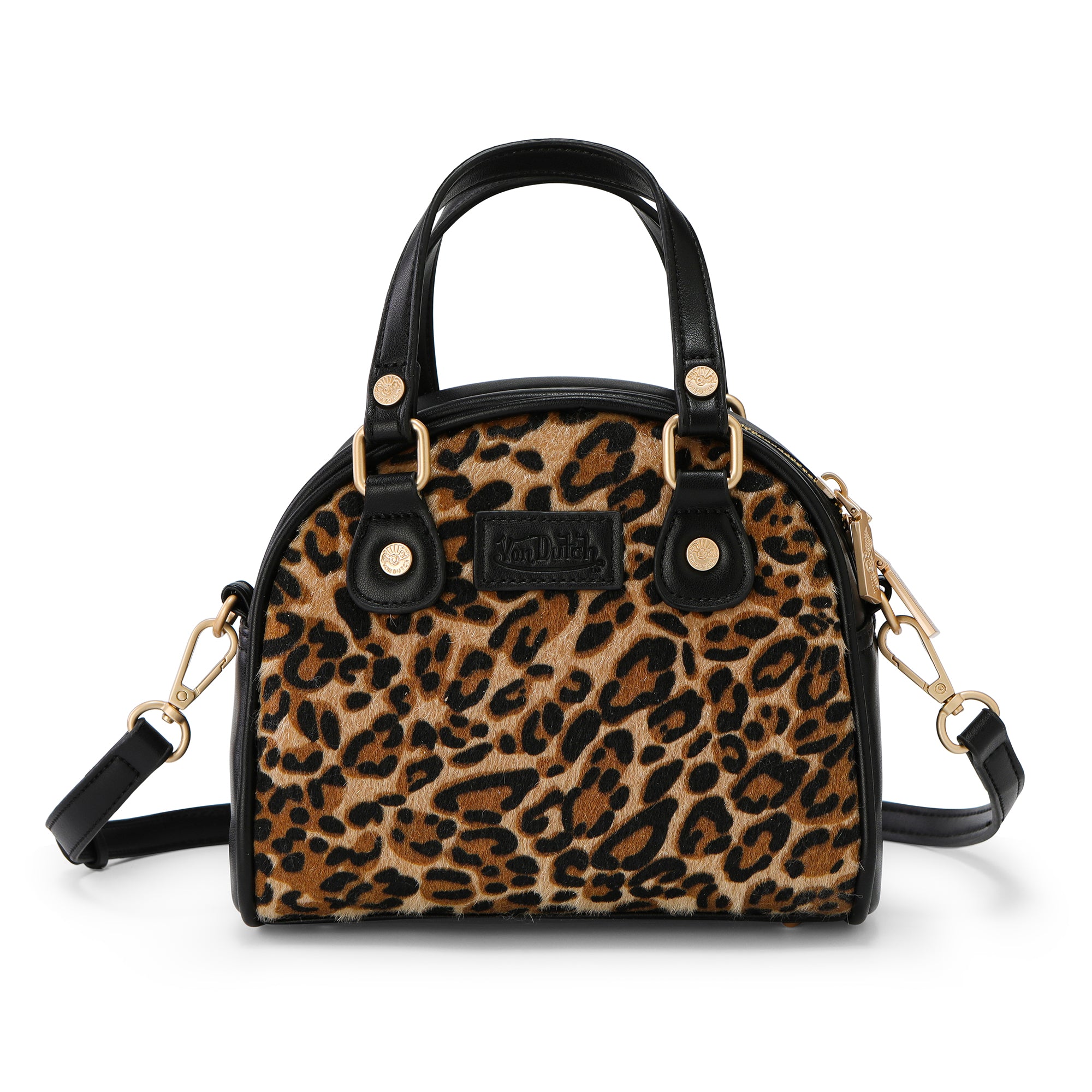 Von Dutch Leopard Vegan Pony Hair Bowling Bag - Image 5