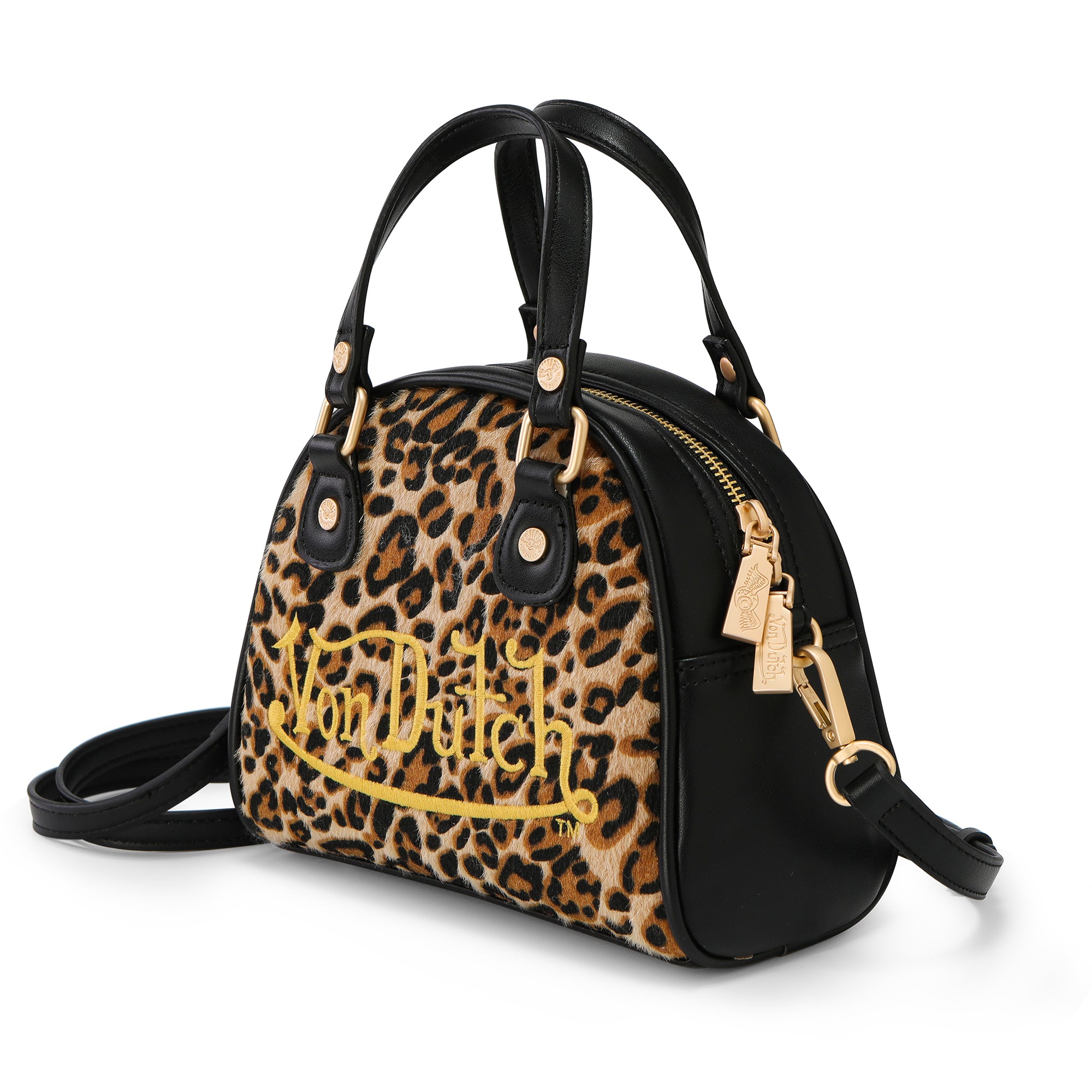 Von Dutch Leopard Vegan Pony Hair Bowling Bag - Image 3