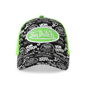 Logo Stamp Trucker Hat - Black and Green