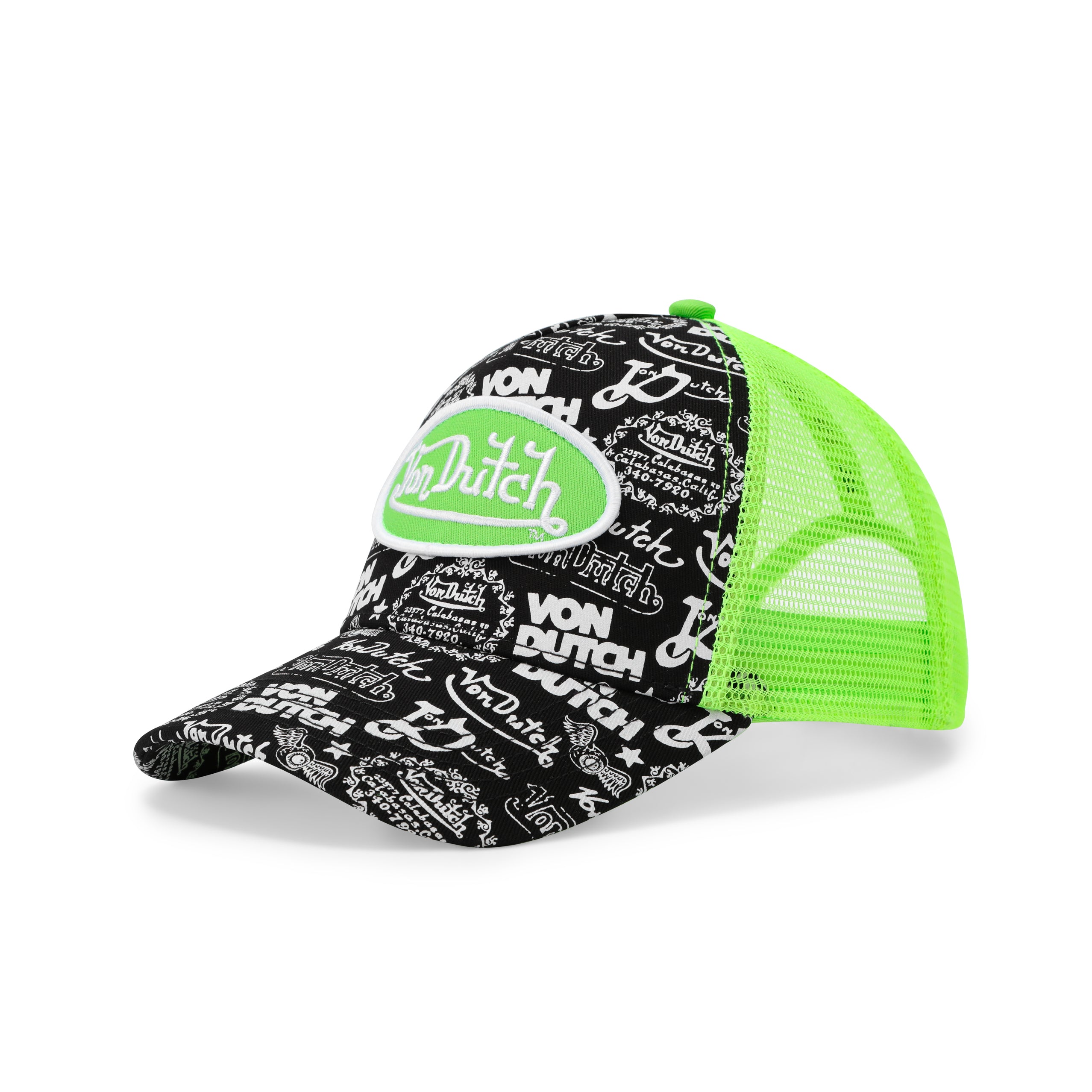 Logo Stamp Trucker Hat - Black and Green - Image 3