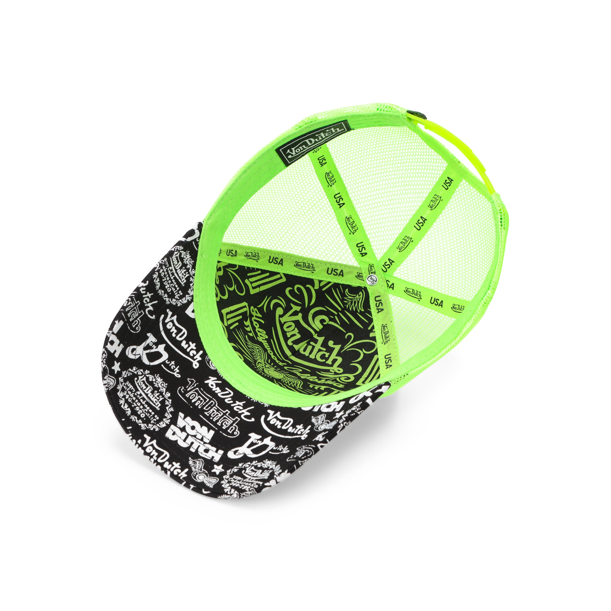 Logo Stamp Trucker Hat - Black and Green - Image 8