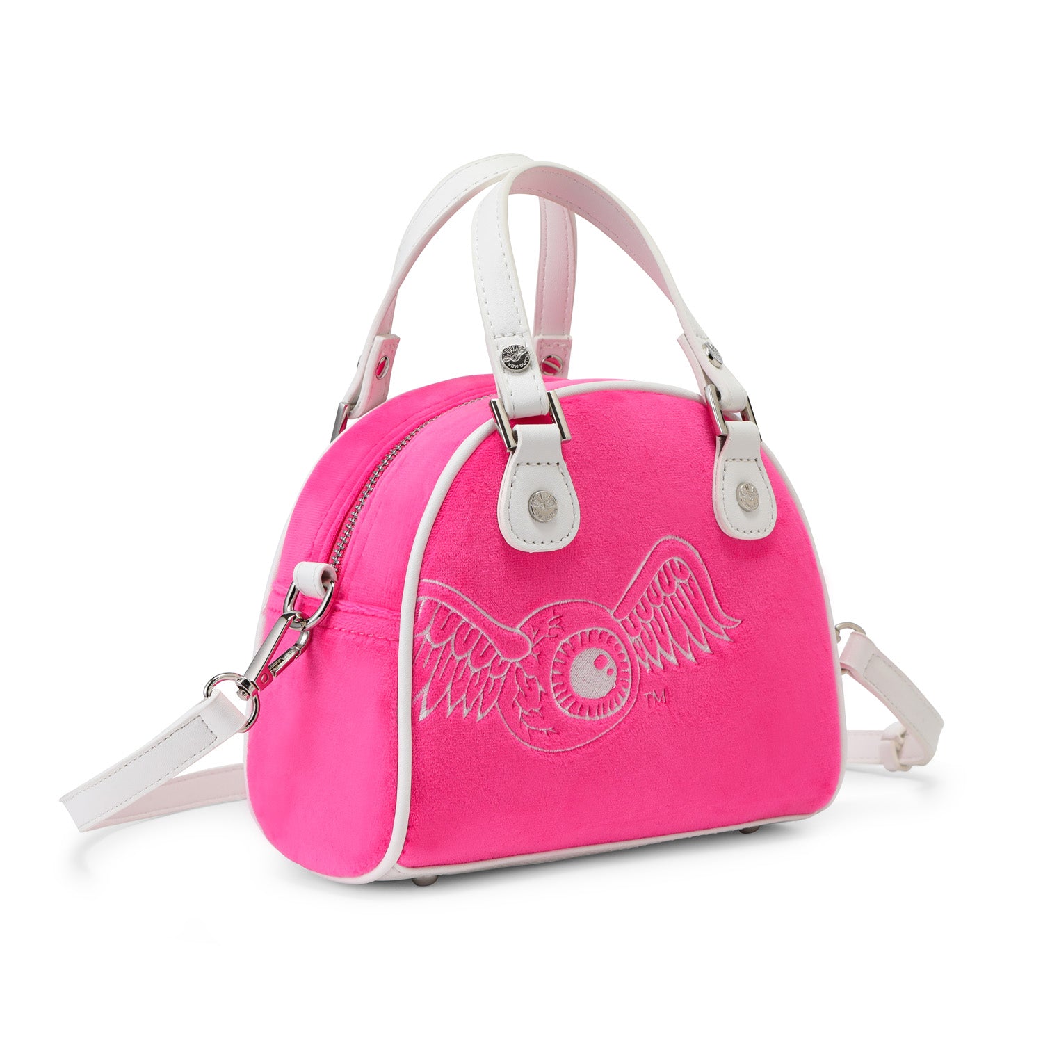 Velour Rhinestone Bowling Bag - Hot Pink - Image 5