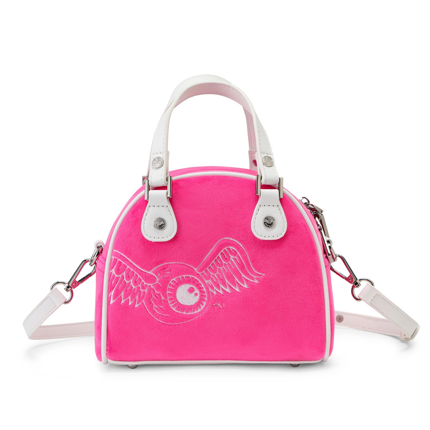 Velour Rhinestone Bowling Bag - Hot Pink - Image 6