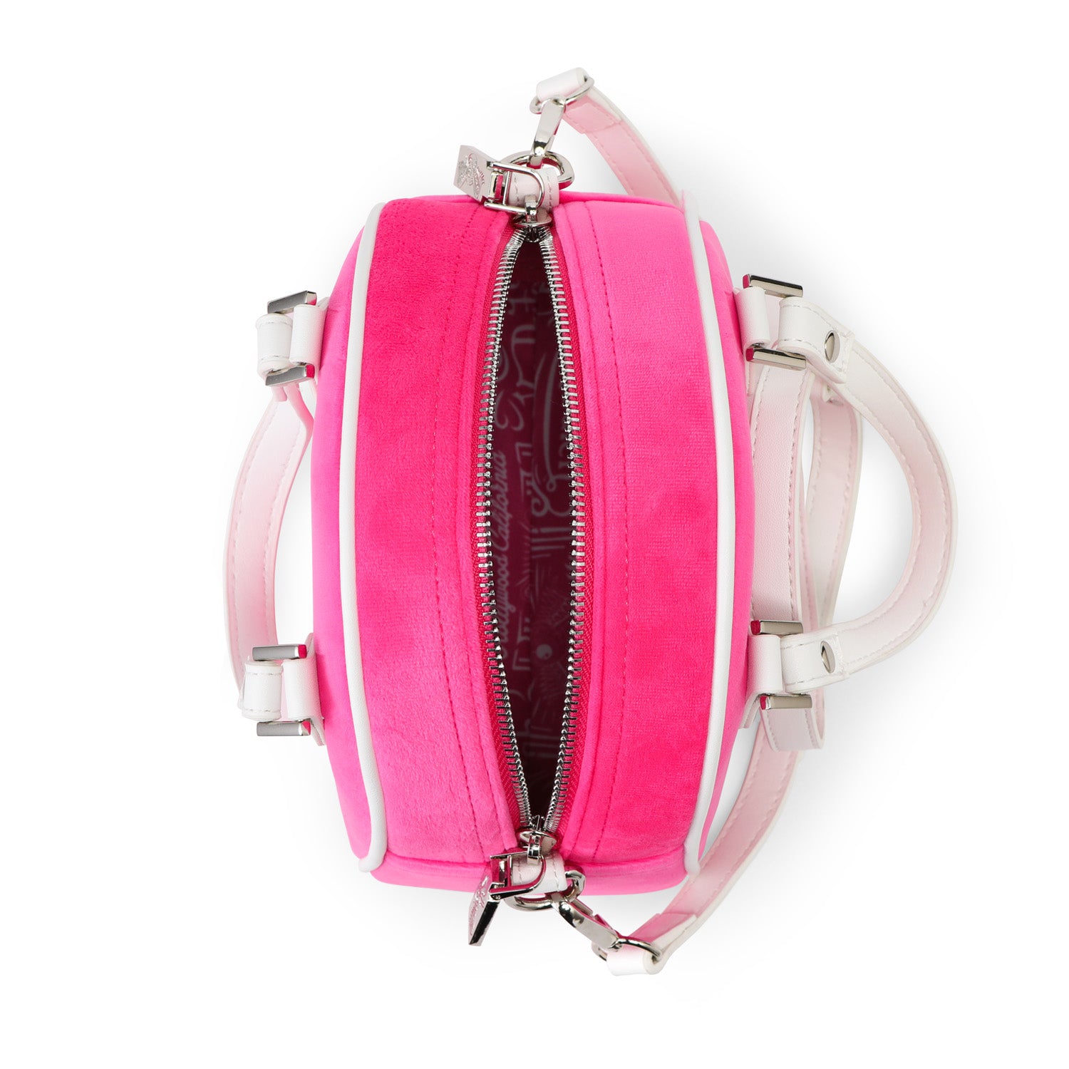 Velour Rhinestone Bowling Bag - Hot Pink - Image 8