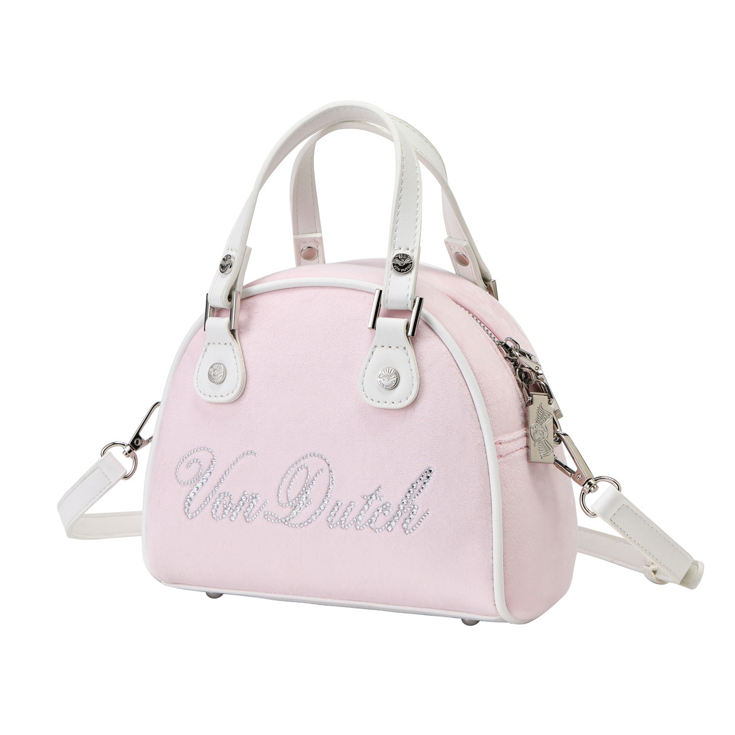 Velour Rhinestone Bowling Bag - Baby Pink - Image 3