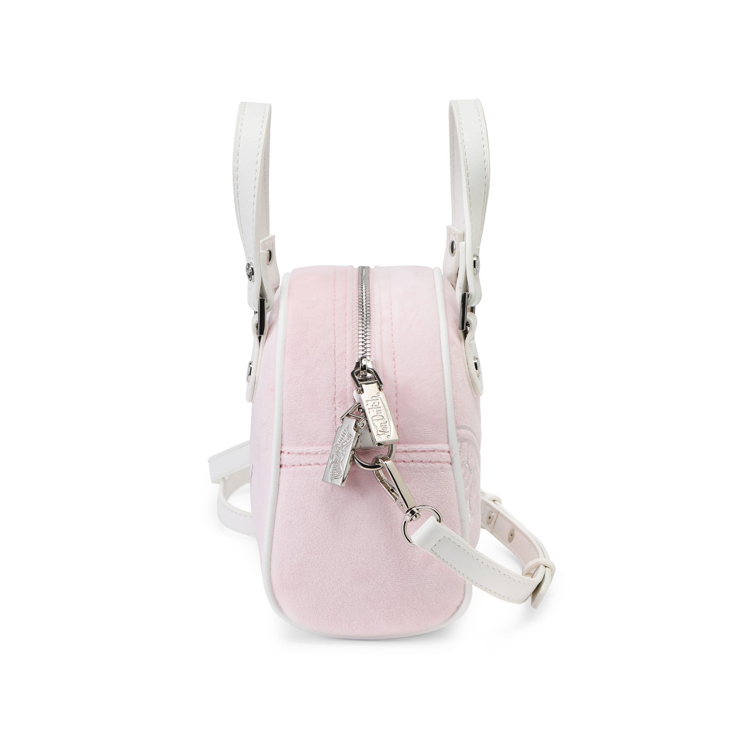 Velour Rhinestone Bowling Bag - Baby Pink - Image 4