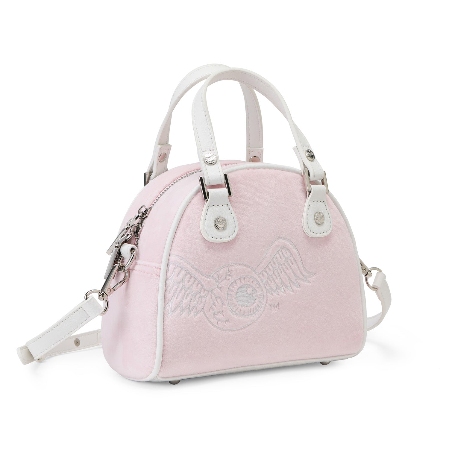 Velour Rhinestone Bowling Bag - Baby Pink - Image 5