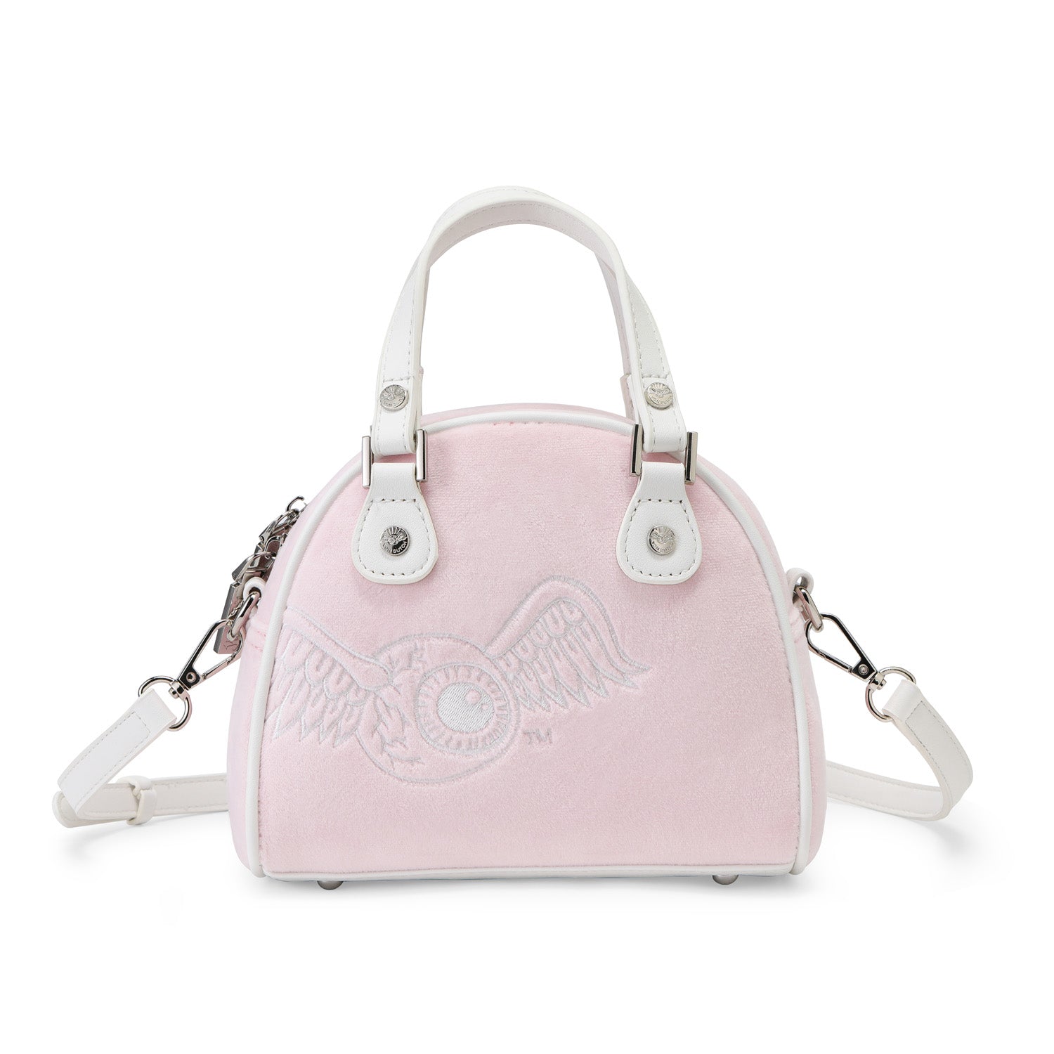 Velour Rhinestone Bowling Bag - Baby Pink - Image 6