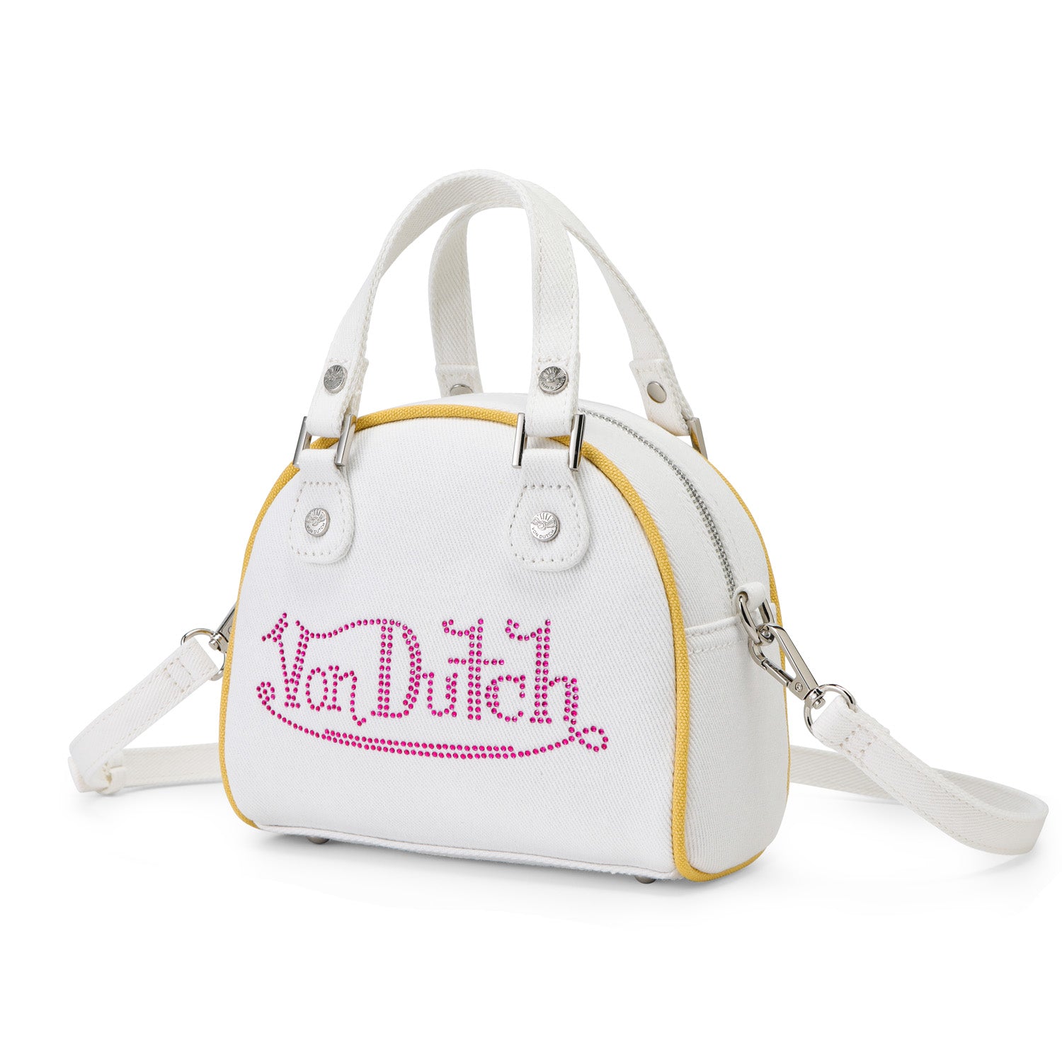 Rhinestone Bowling Bag - White Denim - Image 3