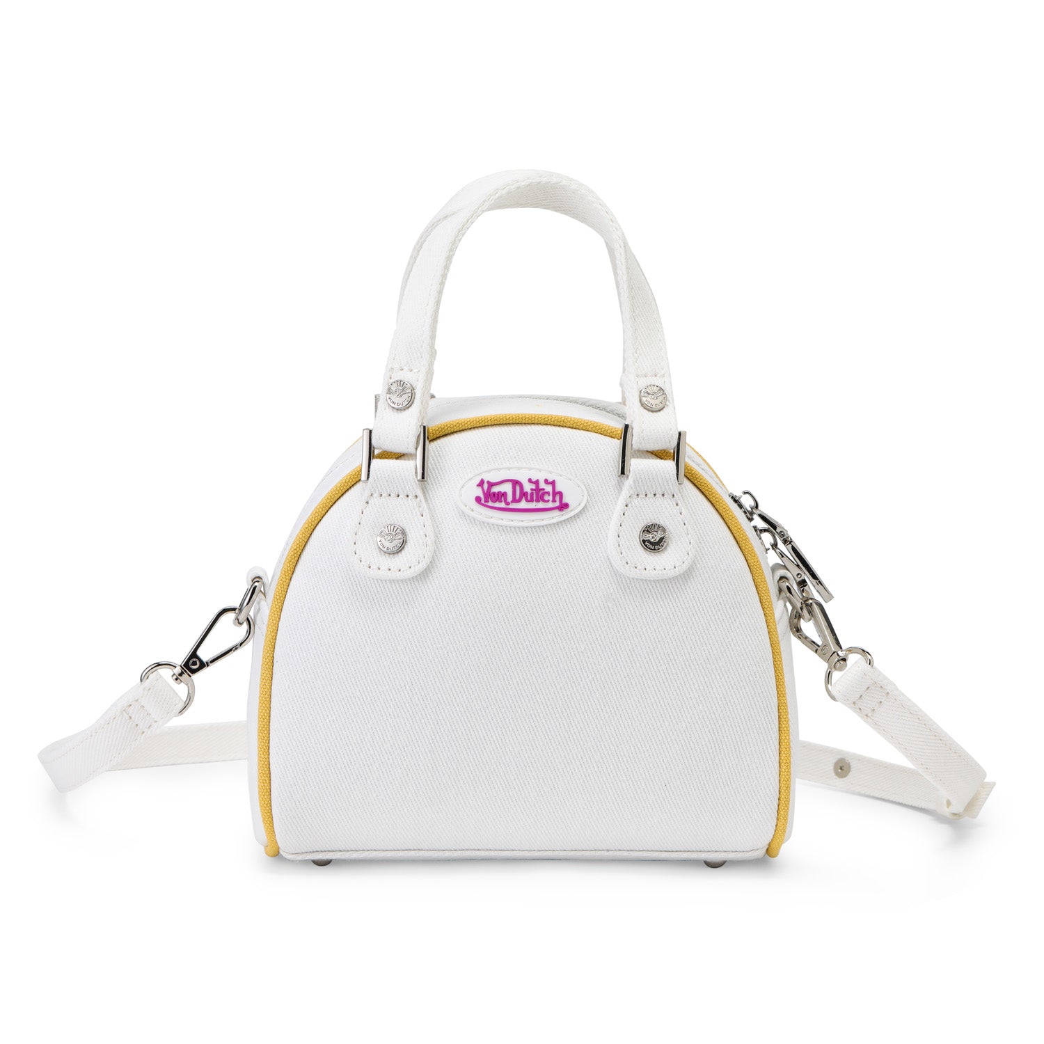 Rhinestone Bowling Bag - White Denim - Image 7