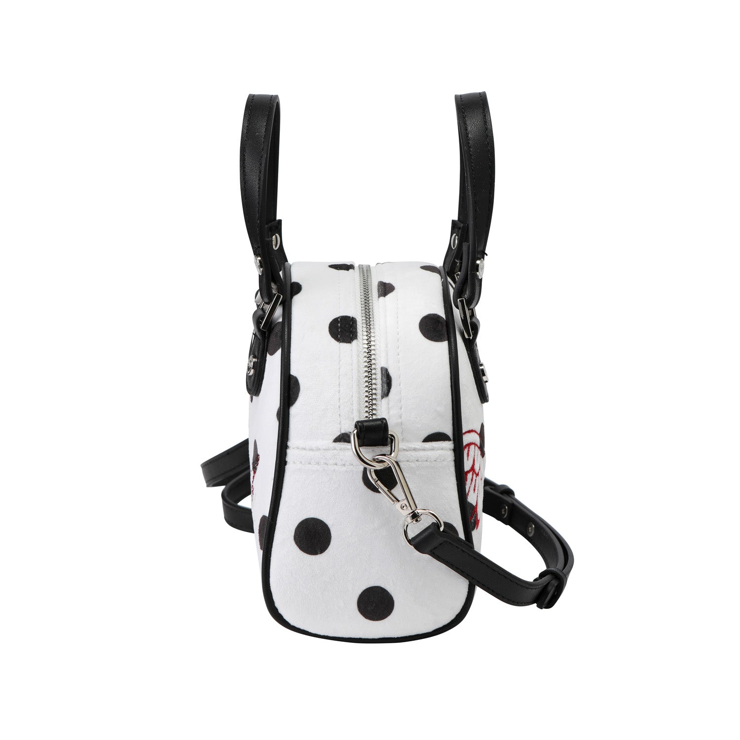 Velour Rhinestone Bowling Bag - Polka Dot - Image 4