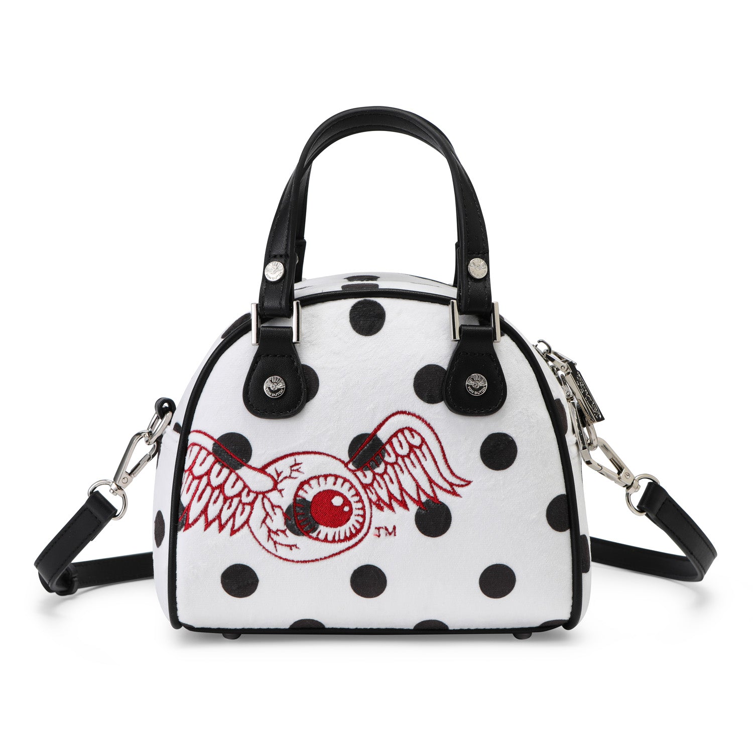 Velour Rhinestone Bowling Bag - Polka Dot - Image 5