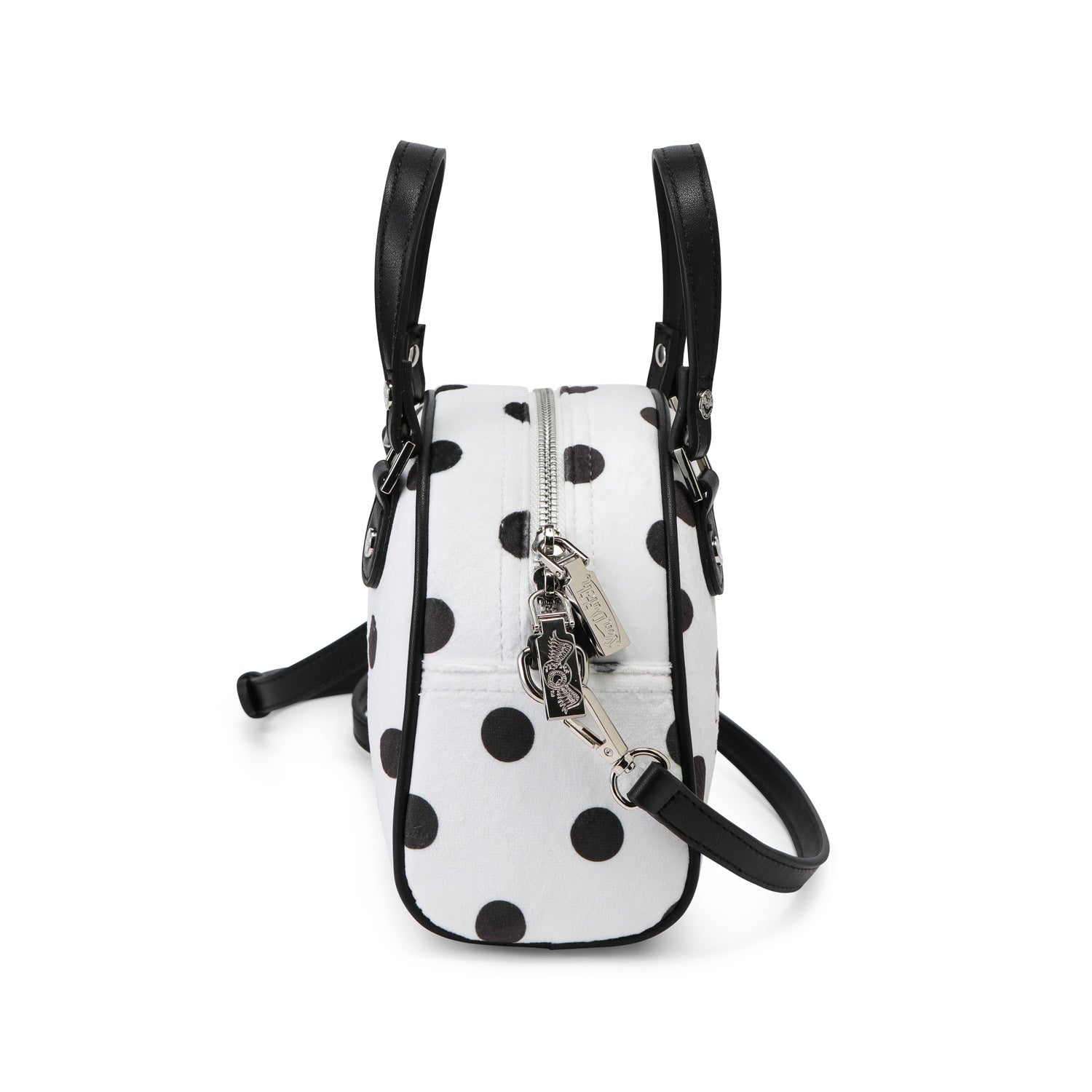 Velour Rhinestone Bowling Bag - Polka Dot - Image 6
