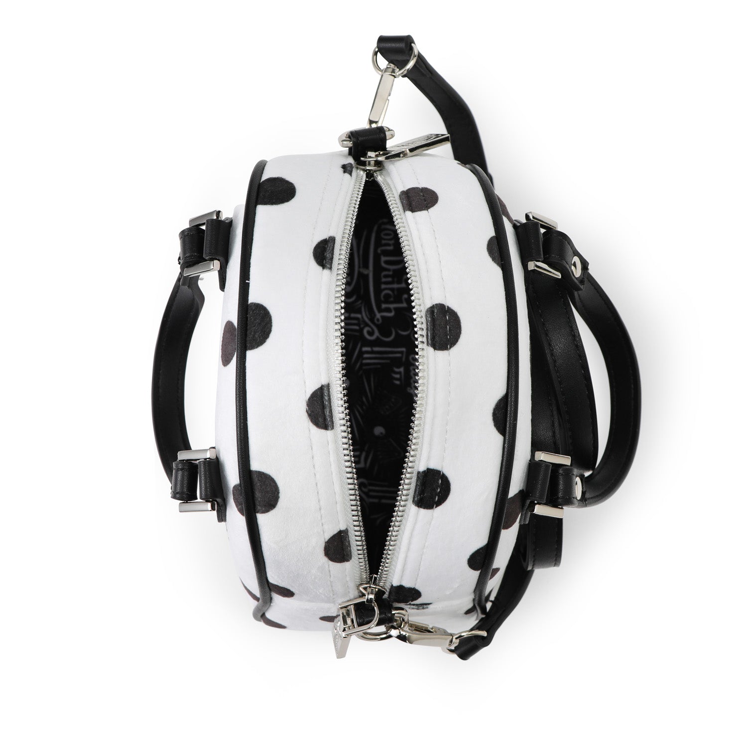 Velour Rhinestone Bowling Bag - Polka Dot - Image 7
