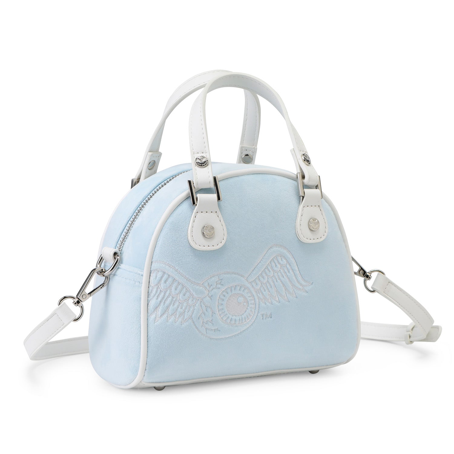 Velour Rhinestone Bowling Bag - Light Blue - Image 5