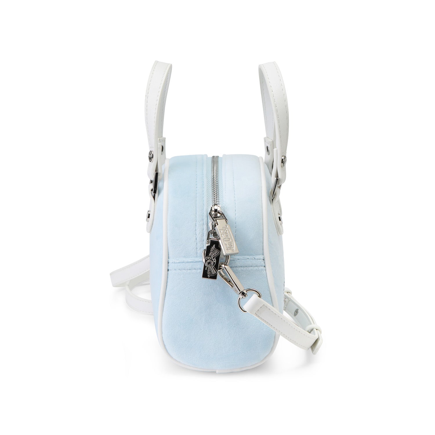 Velour Rhinestone Bowling Bag - Light Blue - Image 7