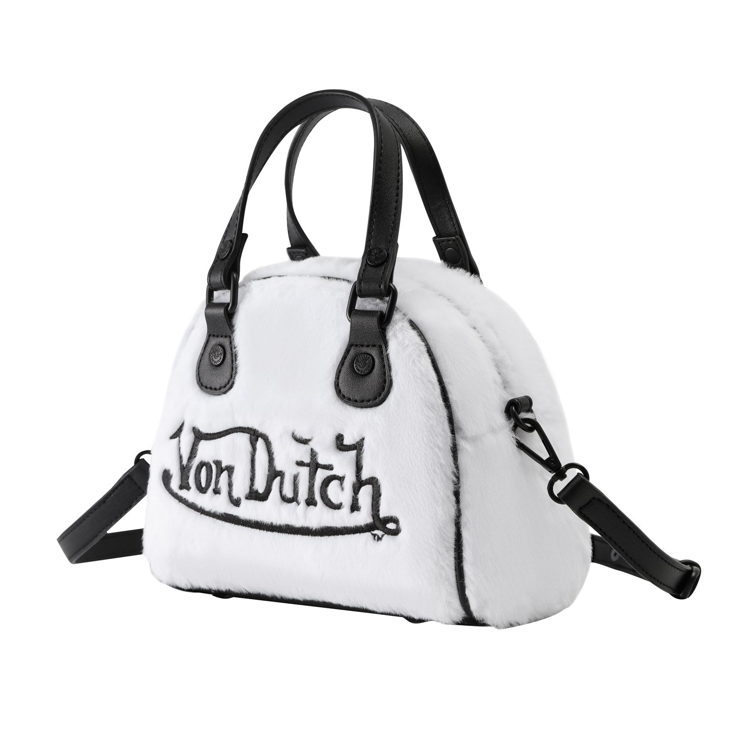 White and Black Furry Bowling Bag - Image 3