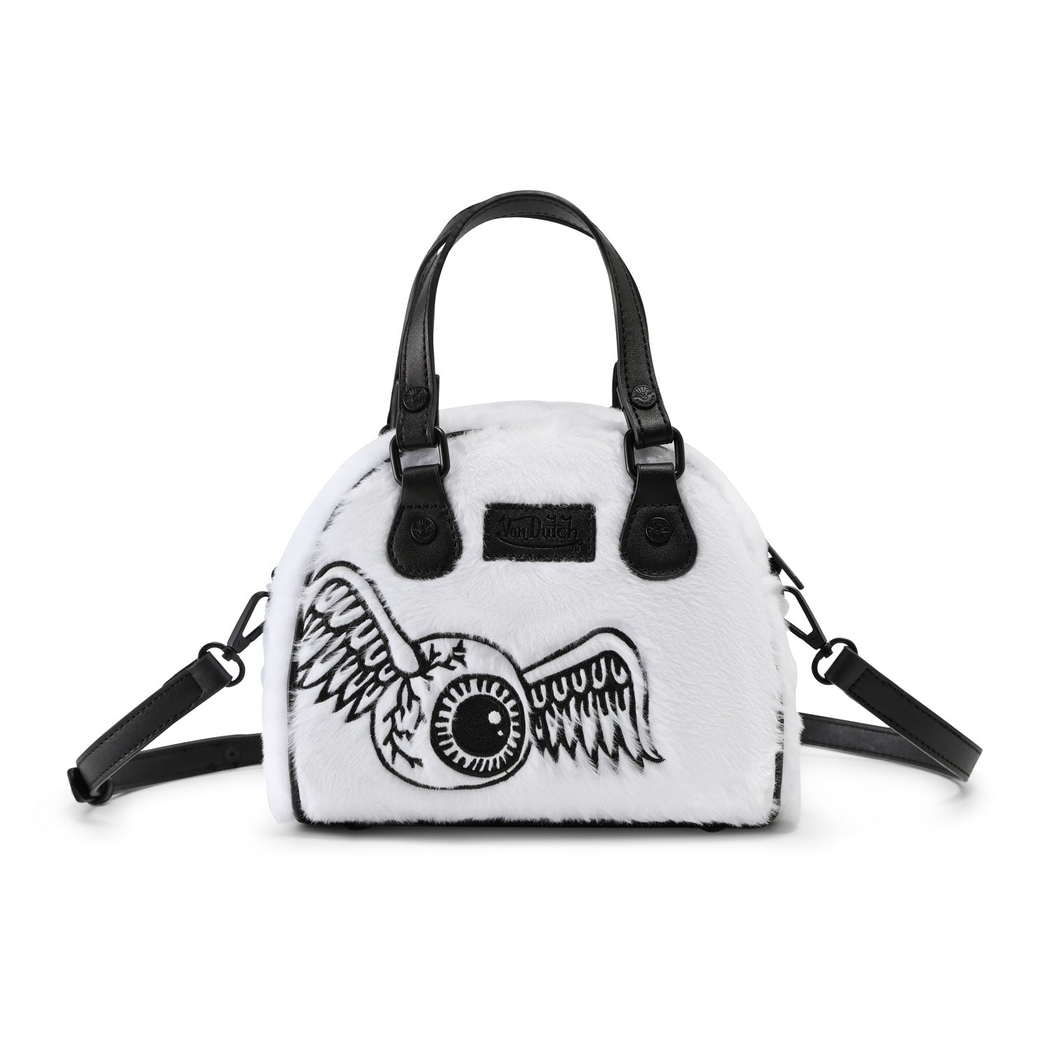 White and Black Furry Bowling Bag - Image 6