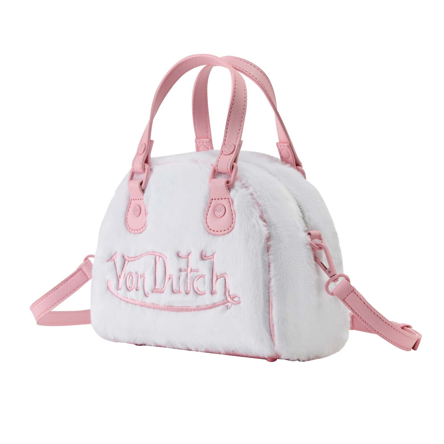 White and Pink Furry Bowling Bag - Image 2