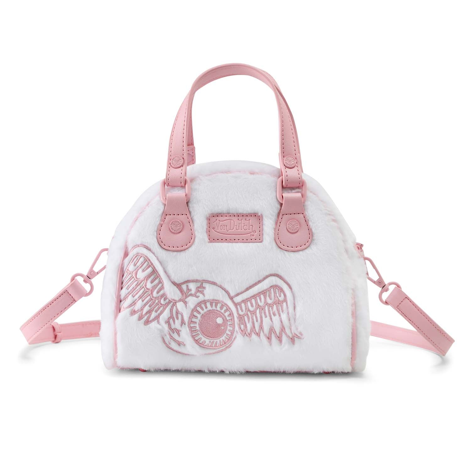 White and Pink Furry Bowling Bag - Image 3