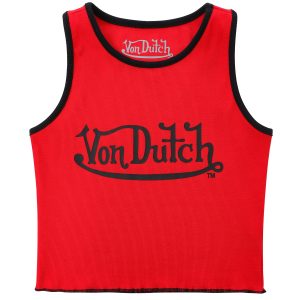 Women's Ribbed Crop Tanks ?C Red and Black