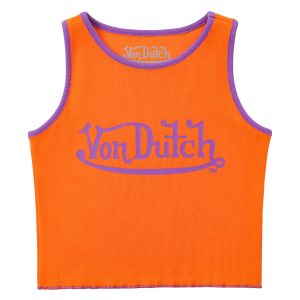 Women's Ribbed Crop Tanks ?C Orange and Purple