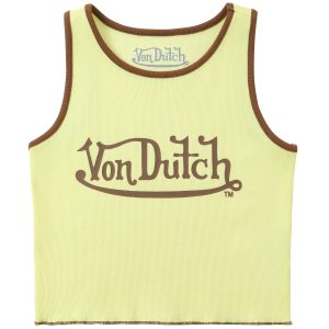 Women's Ribbed Crop Tanks ?C Yellow and Brown