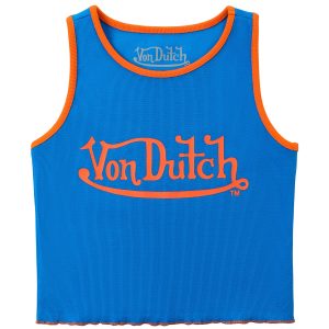 Women's Ribbed Crop Tanks ?C Blue and Orange