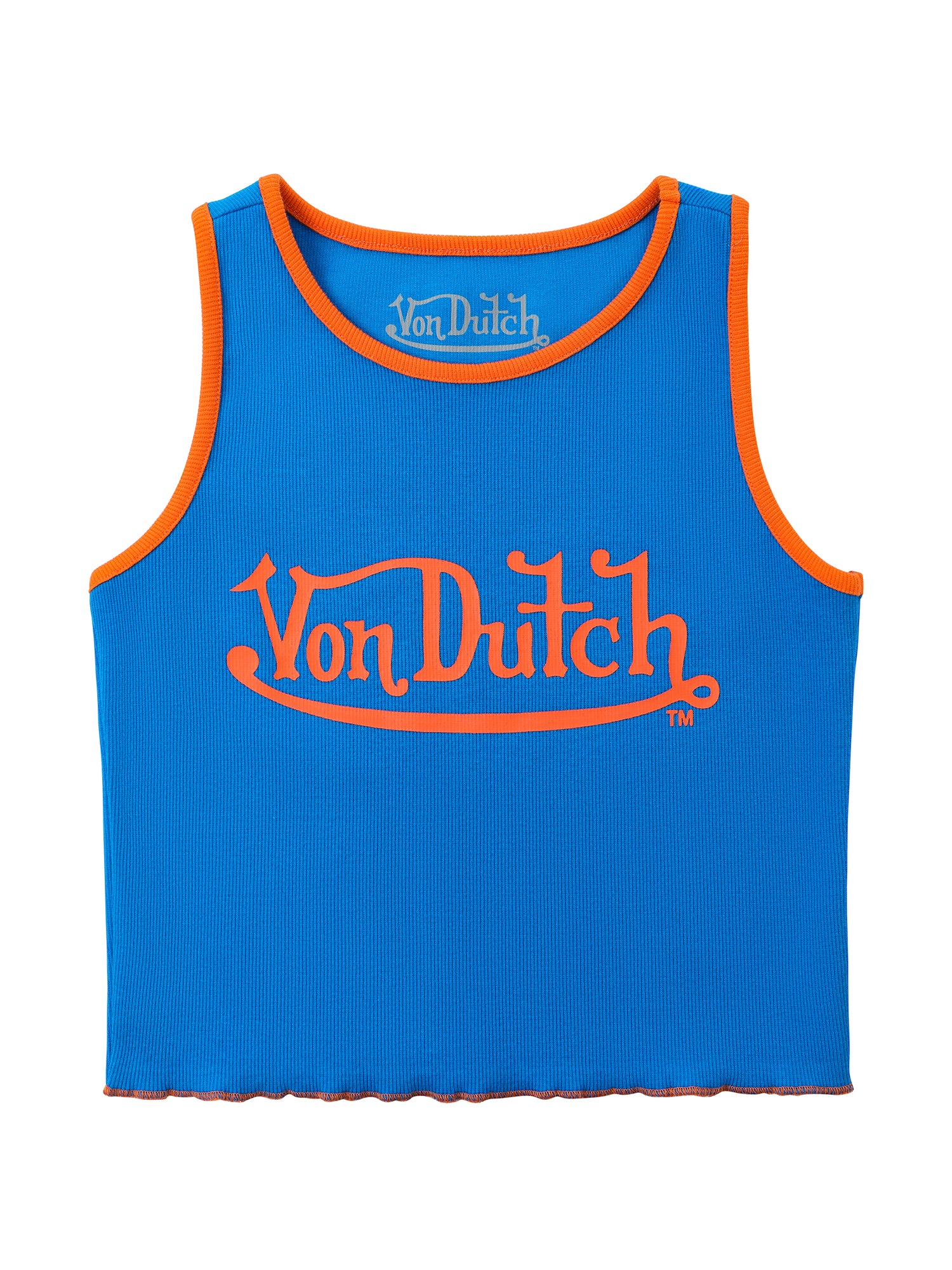 Women's Ribbed Crop Tanks ?C Blue and Orange