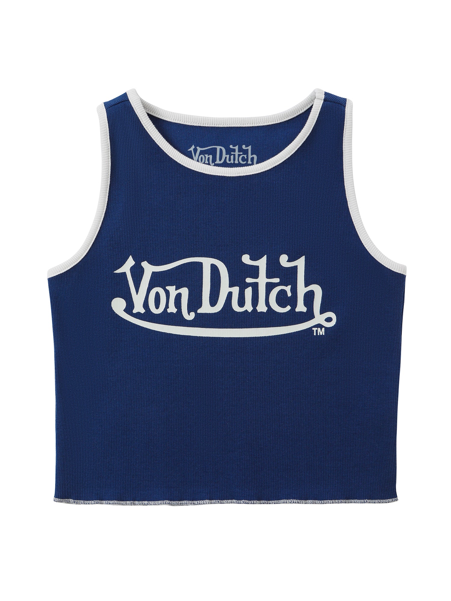Women's Ribbed Crop Tanks ?C Navy and White