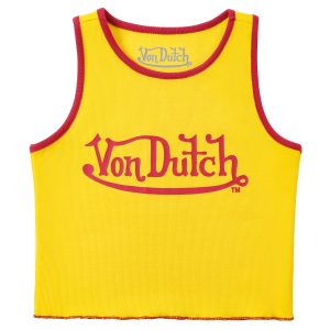 Women's Ribbed Crop Tanks ?C Gold and Red