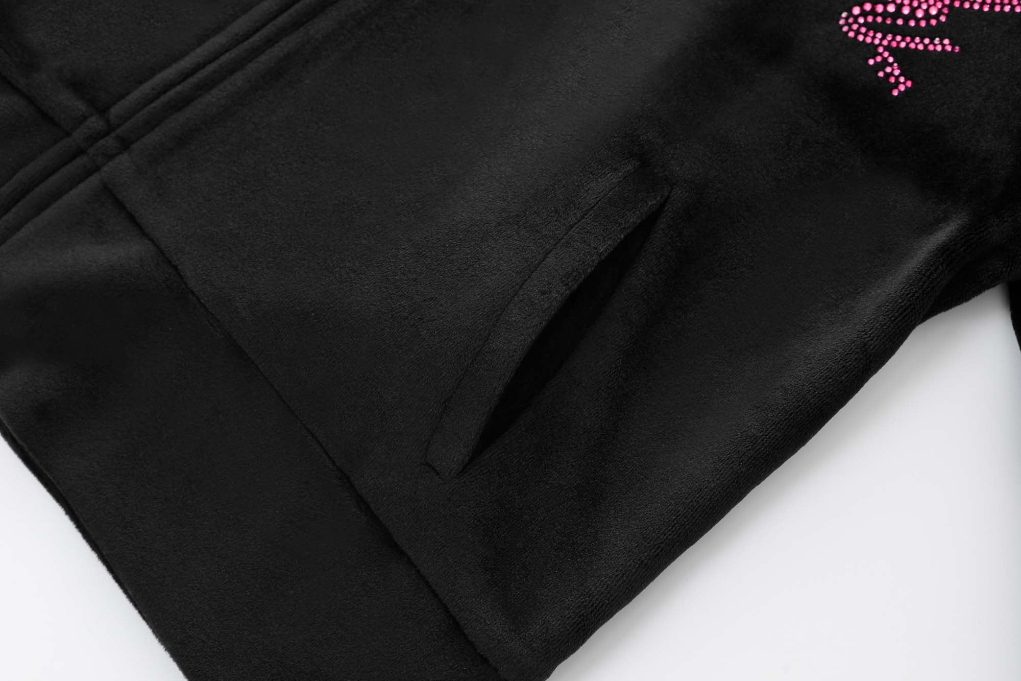 Velour Zip Up ?C Black - Image 8