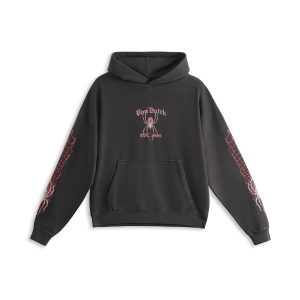 SPIDER NEST HOODIE ?C WASHED BLACK & RED