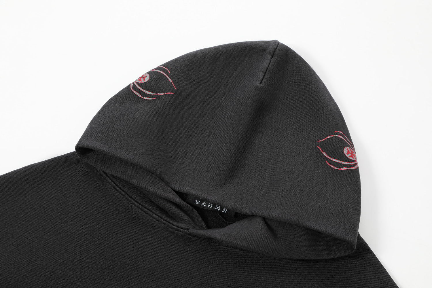 SPIDER NEST HOODIE ?C WASHED BLACK & RED - Image 4