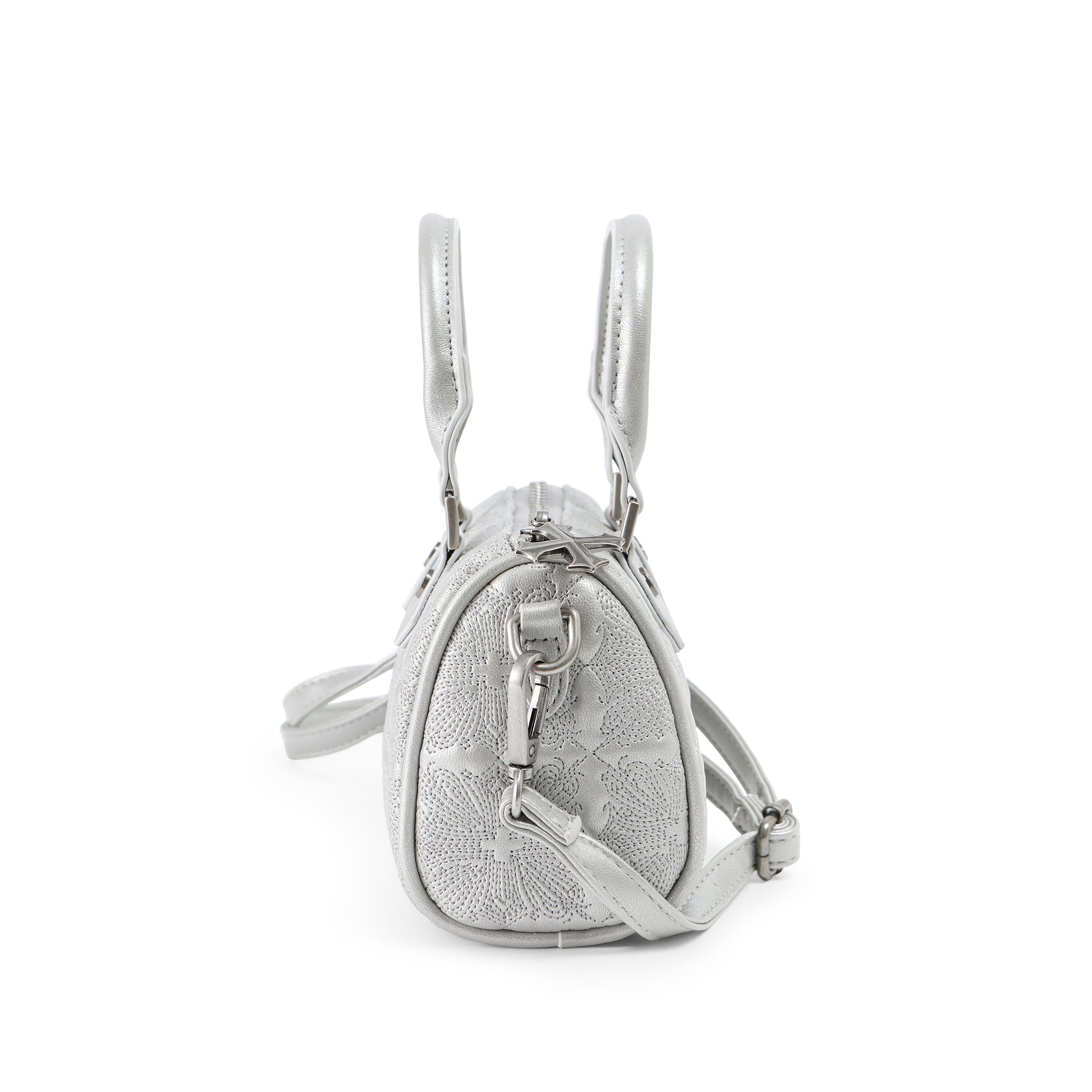 Embroidered Chopper Hanna Bag - Silver - Image 5