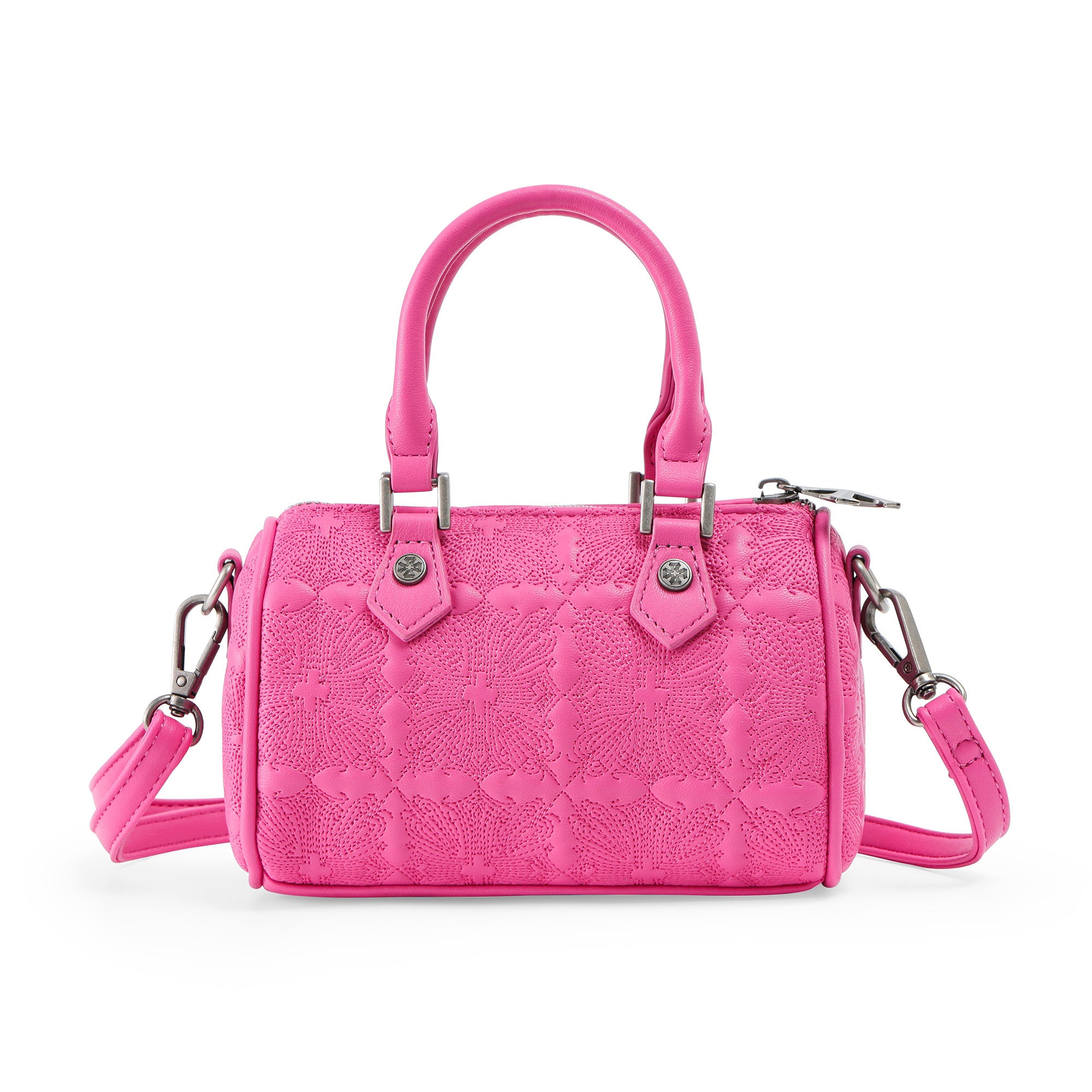 Embroidered Chopper Hanna Bag - Hot Pink - Image 4