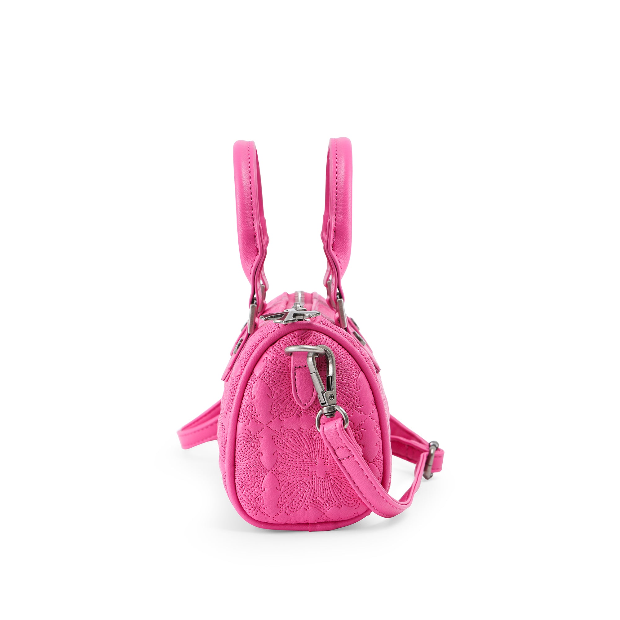 Embroidered Chopper Hanna Bag - Hot Pink - Image 5