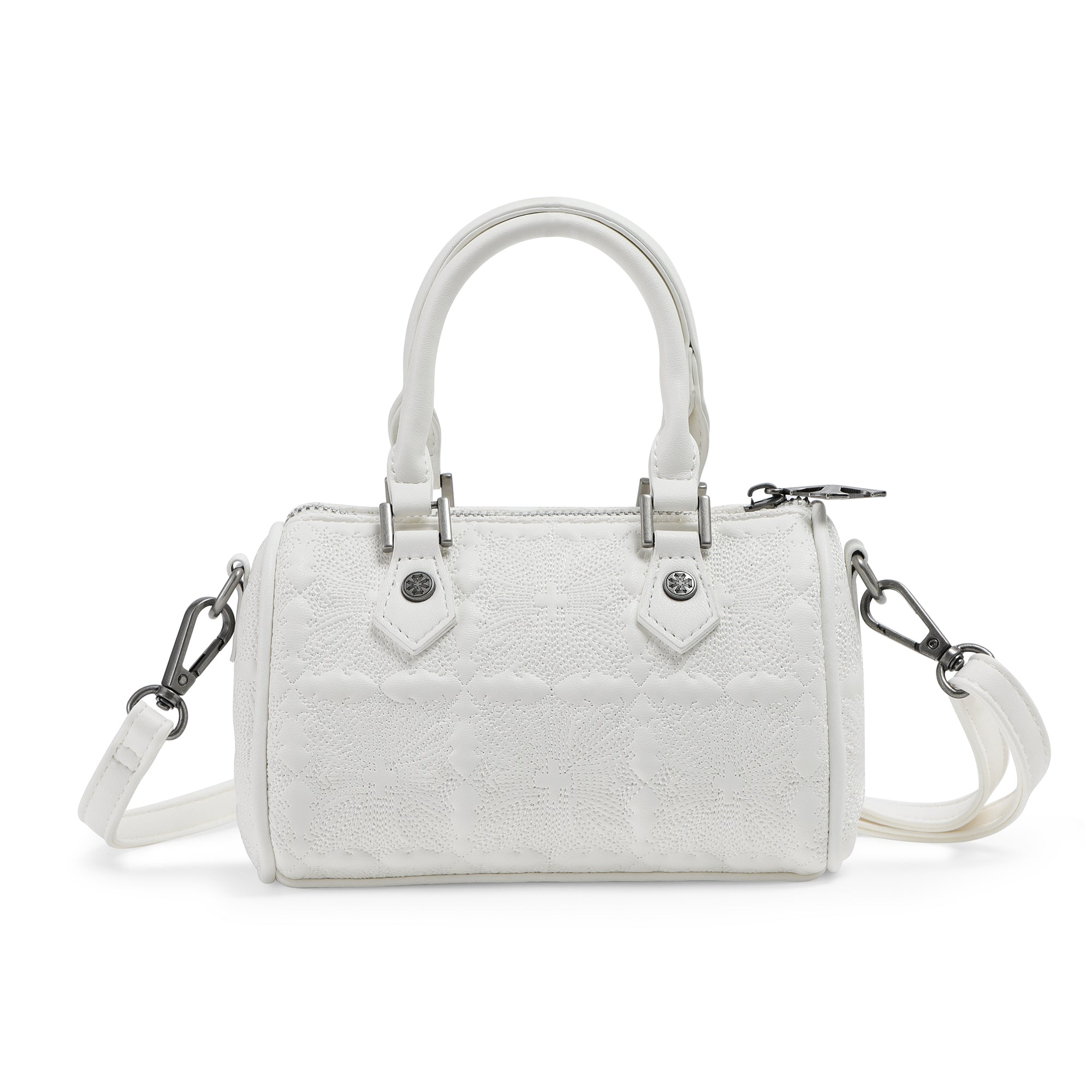 Embroidered Chopper Hanna Bag - White - Image 4