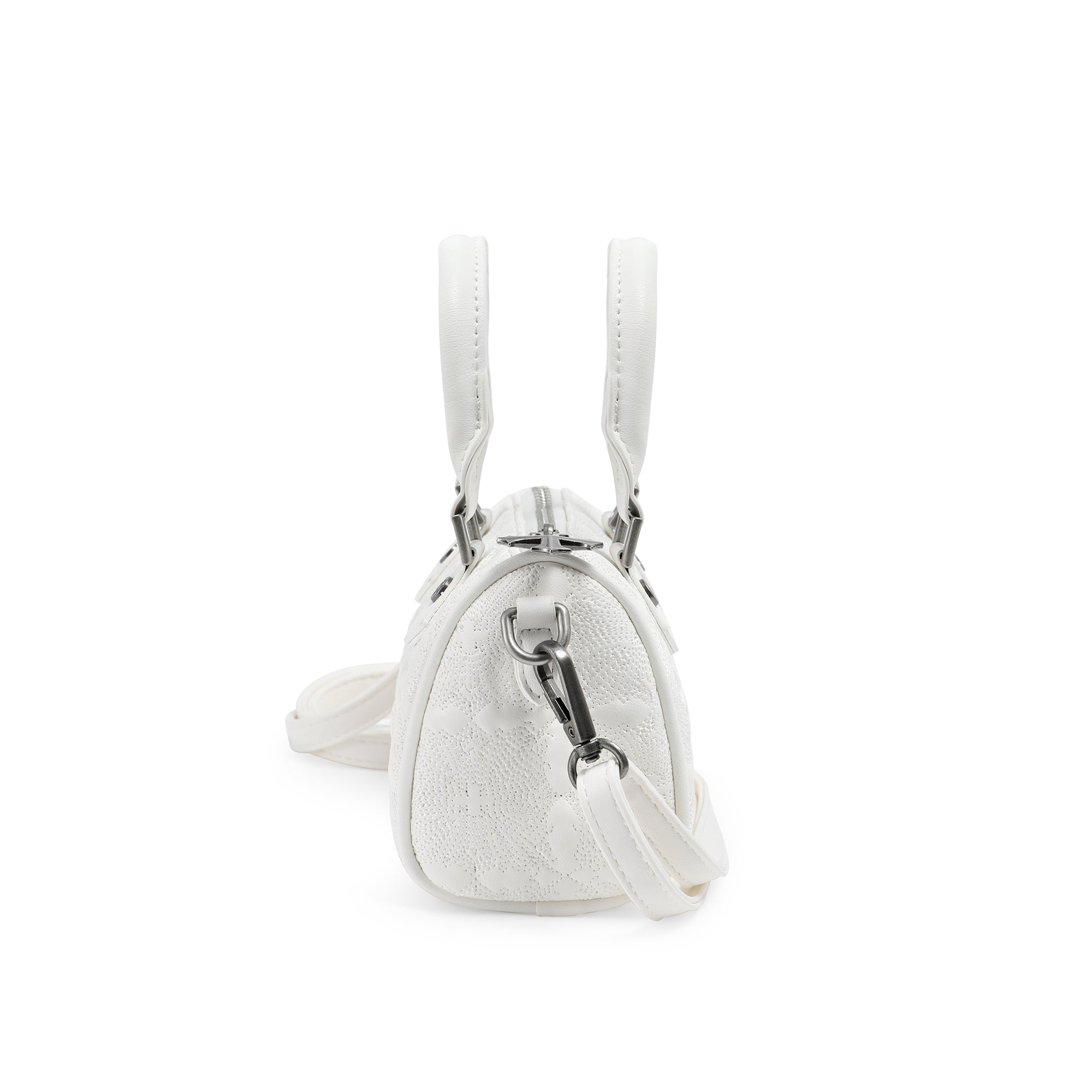 Embroidered Chopper Hanna Bag - White - Image 5